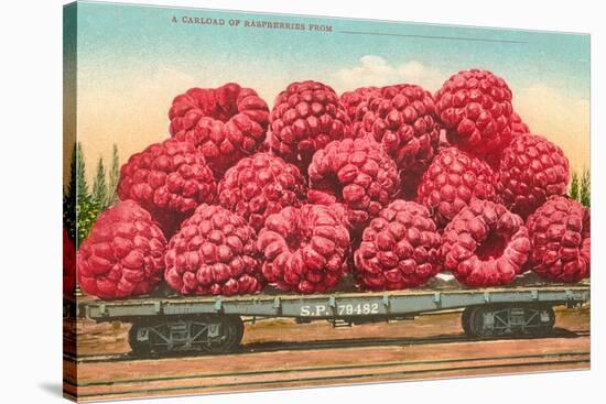 Giant Raspberries on Flatbed-null-Stretched Canvas
