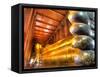 Giant Reclining Buddha Inside Temple, Wat Pho, Bangkok, Thailand-null-Framed Stretched Canvas