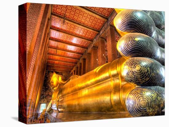 Giant Reclining Buddha Inside Temple, Wat Pho, Bangkok, Thailand-null-Stretched Canvas