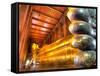Giant Reclining Buddha Inside Temple, Wat Pho, Bangkok, Thailand-null-Framed Stretched Canvas