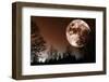 Giant Red Moon Rise over Dark Northern Forest-lagardie-Framed Photographic Print