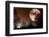 Giant Red Moon Rise over Dark Northern Forest-lagardie-Framed Photographic Print