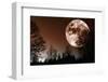 Giant Red Moon Rise over Dark Northern Forest-lagardie-Framed Photographic Print