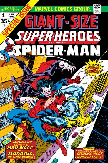 Giant-Size Super-Heroes No.1 Cover: Spider-Man, Morbius and Man-Wolf Fighting-Gil Kane-Lamina Framed Poster