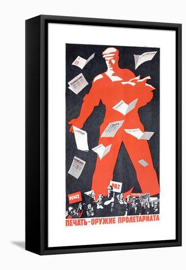 Giant Soviet Workder Distributing Communist Newspapers-null-Framed Stretched Canvas