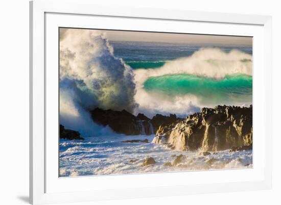 Giant storm surf, Oahu, Hawaii-Mark A Johnson-Framed Photographic Print