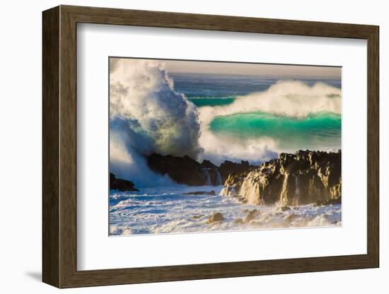 Giant storm surf, Oahu, Hawaii-Mark A Johnson-Framed Photographic Print