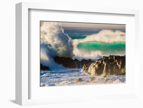 Giant storm surf, Oahu, Hawaii-Mark A Johnson-Framed Photographic Print