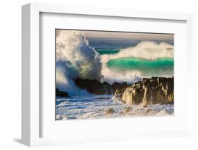 Giant storm surf, Oahu, Hawaii-Mark A Johnson-Framed Photographic Print