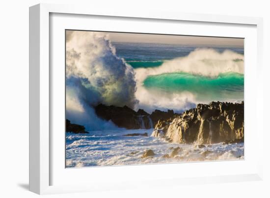 Giant storm surf, Oahu, Hawaii-Mark A Johnson-Framed Photographic Print