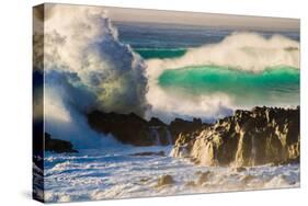 Giant storm surf, Oahu, Hawaii-Mark A Johnson-Stretched Canvas