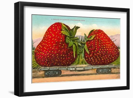 Giant Strawberries on Flatbed-null-Framed Art Print