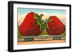 Giant Strawberries on Flatbed-null-Framed Art Print