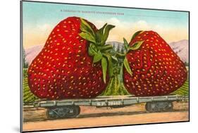 Giant Strawberries on Flatbed-null-Mounted Art Print
