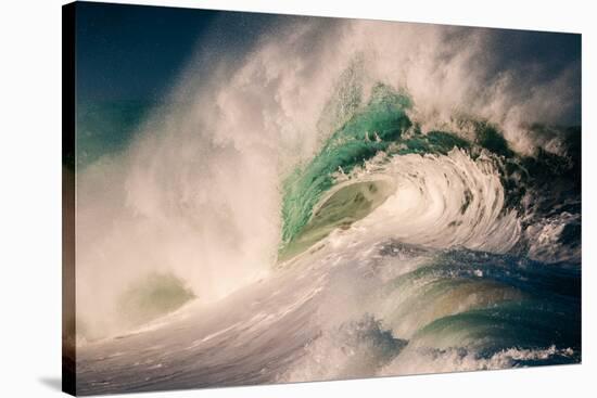 Giant surf at Waimea Bay Shorebreak, North Shore, Oahu, Hawaii-Mark A Johnson-Stretched Canvas