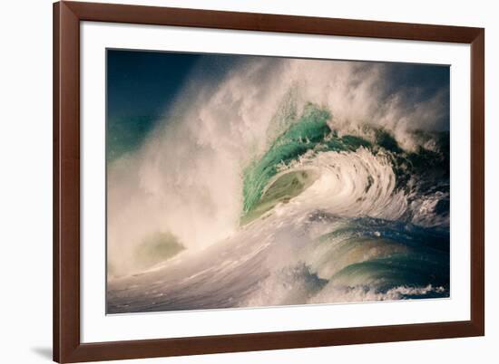 Giant surf at Waimea Bay Shorebreak, North Shore, Oahu, Hawaii-Mark A Johnson-Framed Photographic Print