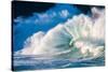 Giant surf at Waimea Bay Shorebreak, North Shore, Oahu, Hawaii-Mark A Johnson-Stretched Canvas