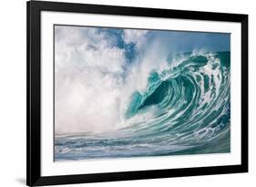 Giant surf at Waimea Bay Shorebreak, North Shore, Oahu, Hawaii-Mark A Johnson-Framed Photographic Print