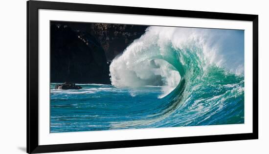 Giant surf at Waimea Bay Shorebreak, North Shore, Oahu, Hawaii-Mark A Johnson-Framed Photographic Print