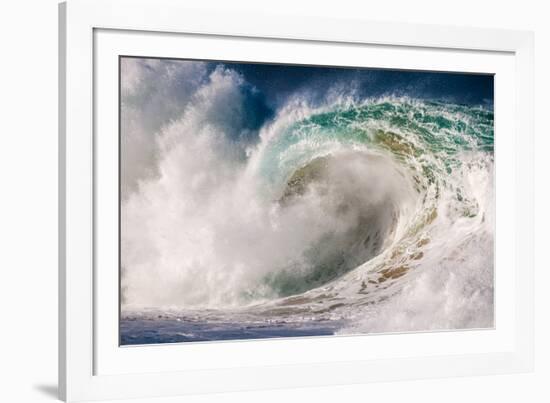 Giant surf at Waimea Bay Shorebreak, North Shore, Oahu, Hawaii-Mark A Johnson-Framed Photographic Print