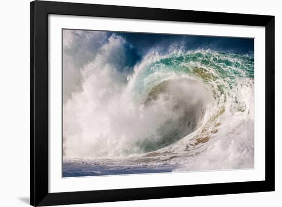 Giant surf at Waimea Bay Shorebreak, North Shore, Oahu, Hawaii-Mark A Johnson-Framed Photographic Print