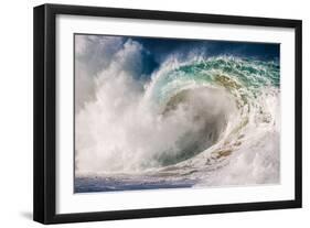 Giant surf at Waimea Bay Shorebreak, North Shore, Oahu, Hawaii-Mark A Johnson-Framed Photographic Print