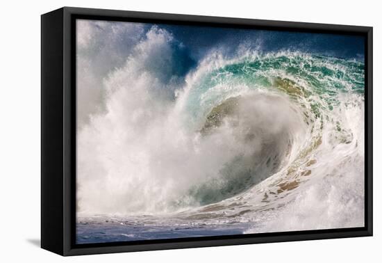 Giant surf at Waimea Bay Shorebreak, North Shore, Oahu, Hawaii-Mark A Johnson-Framed Stretched Canvas