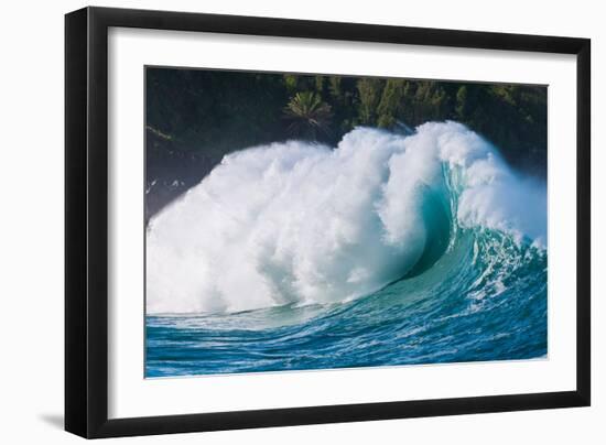 Giant surf at Waimea Bay Shorebreak, North Shore, Oahu, Hawaii-Mark A Johnson-Framed Photographic Print