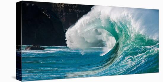 Giant surf at Waimea Bay Shorebreak, North Shore, Oahu, Hawaii-Mark A Johnson-Stretched Canvas