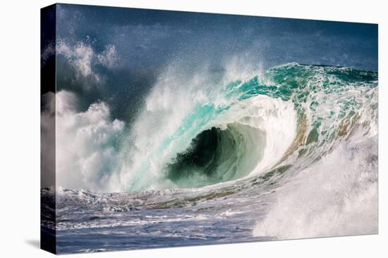 Giant surf at Waimea Bay Shorebreak, North Shore, Oahu, Hawaii-Mark A Johnson-Stretched Canvas