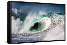 Giant surf at Waimea Bay Shorebreak, North Shore, Oahu, Hawaii-Mark A Johnson-Framed Stretched Canvas