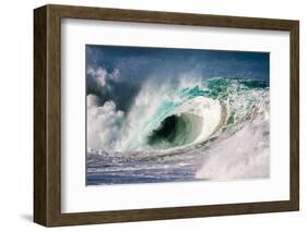 Giant surf at Waimea Bay Shorebreak, North Shore, Oahu, Hawaii-Mark A Johnson-Framed Photographic Print