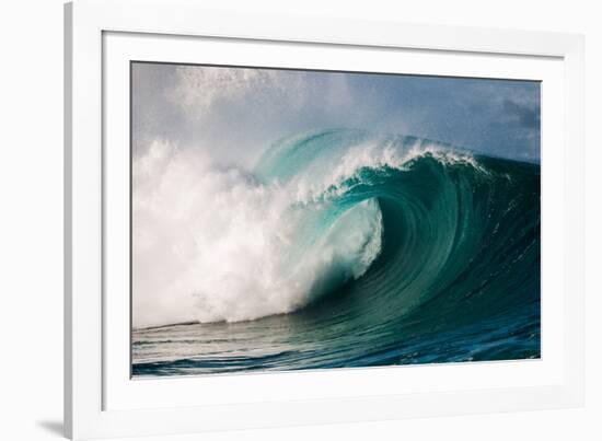 Giant surf at Waimea Bay Shorebreak, North Shore, Oahu, Hawaii-Mark A Johnson-Framed Photographic Print