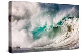 Giant surf at Waimea Bay Shorebreak, North Shore, Oahu, Hawaii-Mark A Johnson-Stretched Canvas