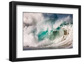 Giant surf at Waimea Bay Shorebreak, North Shore, Oahu, Hawaii-Mark A Johnson-Framed Premium Photographic Print