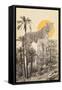 Giant Tiger in Ruins and Palms, 2020 (Mixed Media)-Florent Bodart-Framed Stretched Canvas