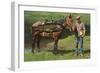 Giant Trout Strapped on Horse-null-Framed Premium Giclee Print