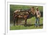 Giant Trout Strapped on Horse-null-Framed Premium Giclee Print