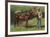 Giant Trout Strapped on Horse-null-Framed Premium Giclee Print