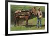 Giant Trout Strapped on Horse-null-Framed Premium Giclee Print