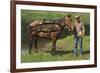 Giant Trout Strapped on Horse-null-Framed Art Print
