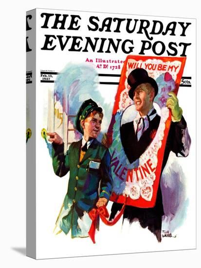 "Giant Valentine," Saturday Evening Post Cover, February 13, 1937-Tom Webb-Stretched Canvas