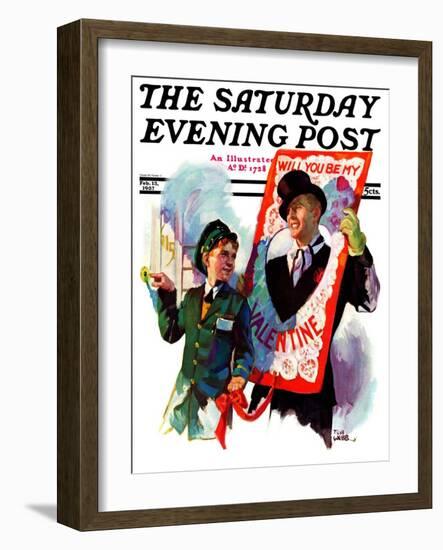 "Giant Valentine," Saturday Evening Post Cover, February 13, 1937-Tom Webb-Framed Giclee Print