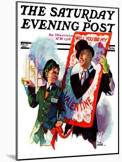 "Giant Valentine," Saturday Evening Post Cover, February 13, 1937-Tom Webb-Mounted Giclee Print