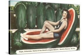 Giant Watermelon with Bathing Beauty-null-Stretched Canvas