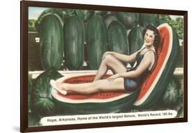 Giant Watermelon with Bathing Beauty-null-Framed Art Print