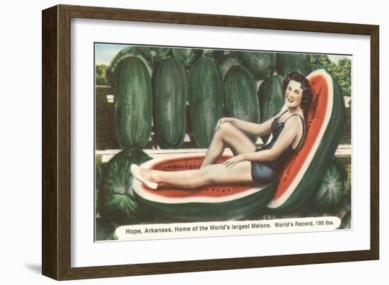 Giant Watermelon with Bathing Beauty-null-Framed Art Print