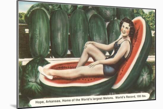 Giant Watermelon with Bathing Beauty-null-Mounted Art Print