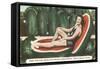 Giant Watermelon with Bathing Beauty-null-Framed Stretched Canvas
