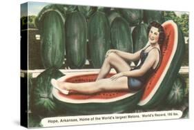 Giant Watermelon with Bathing Beauty-null-Stretched Canvas